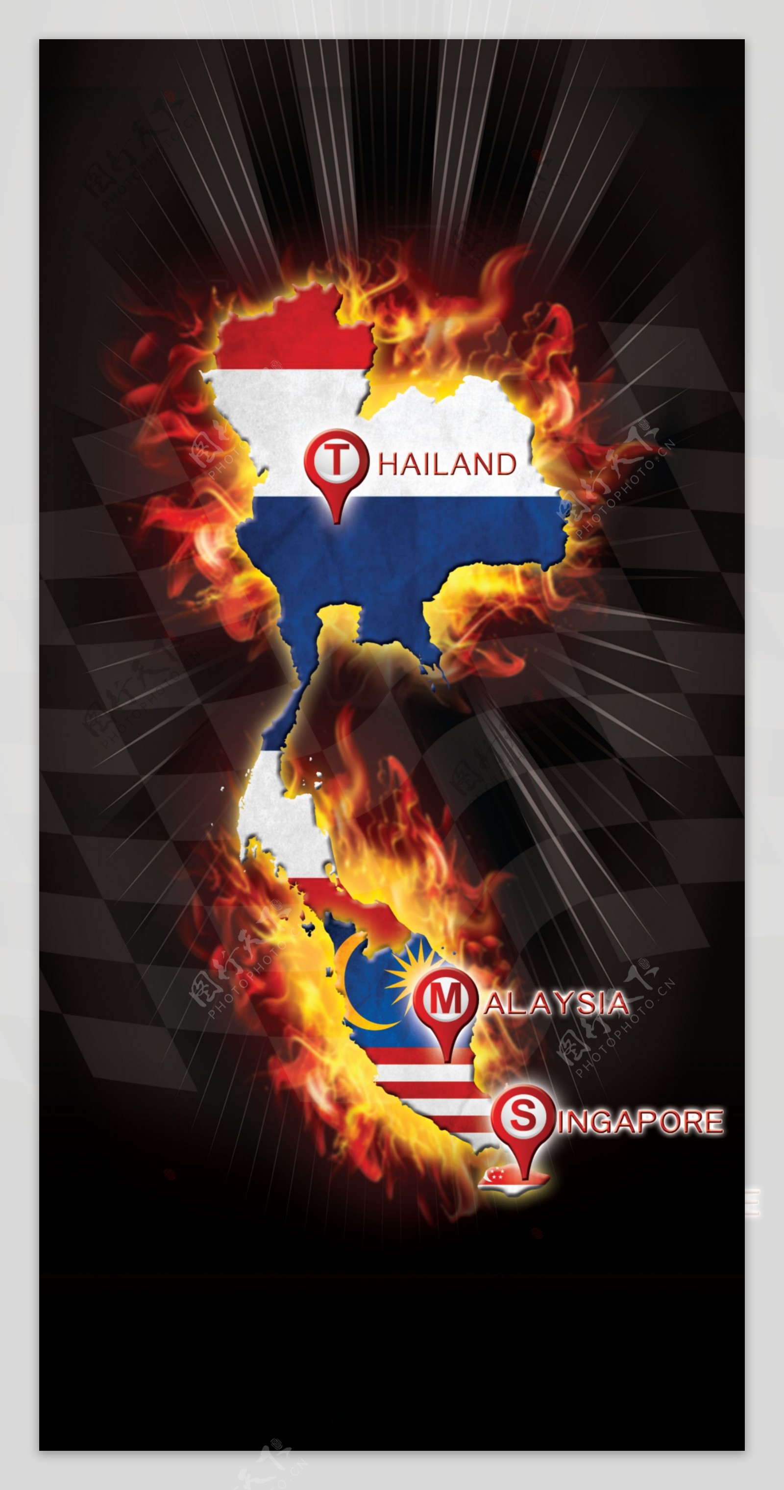 东南亚地图招牌设计