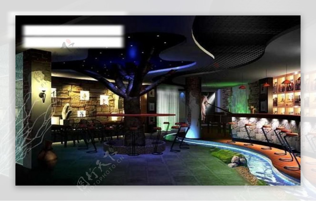 室内酒吧3d模型图片