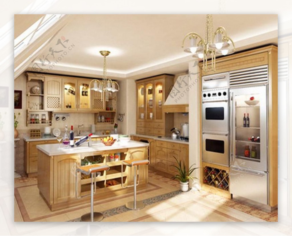 欧式厨房模型图片