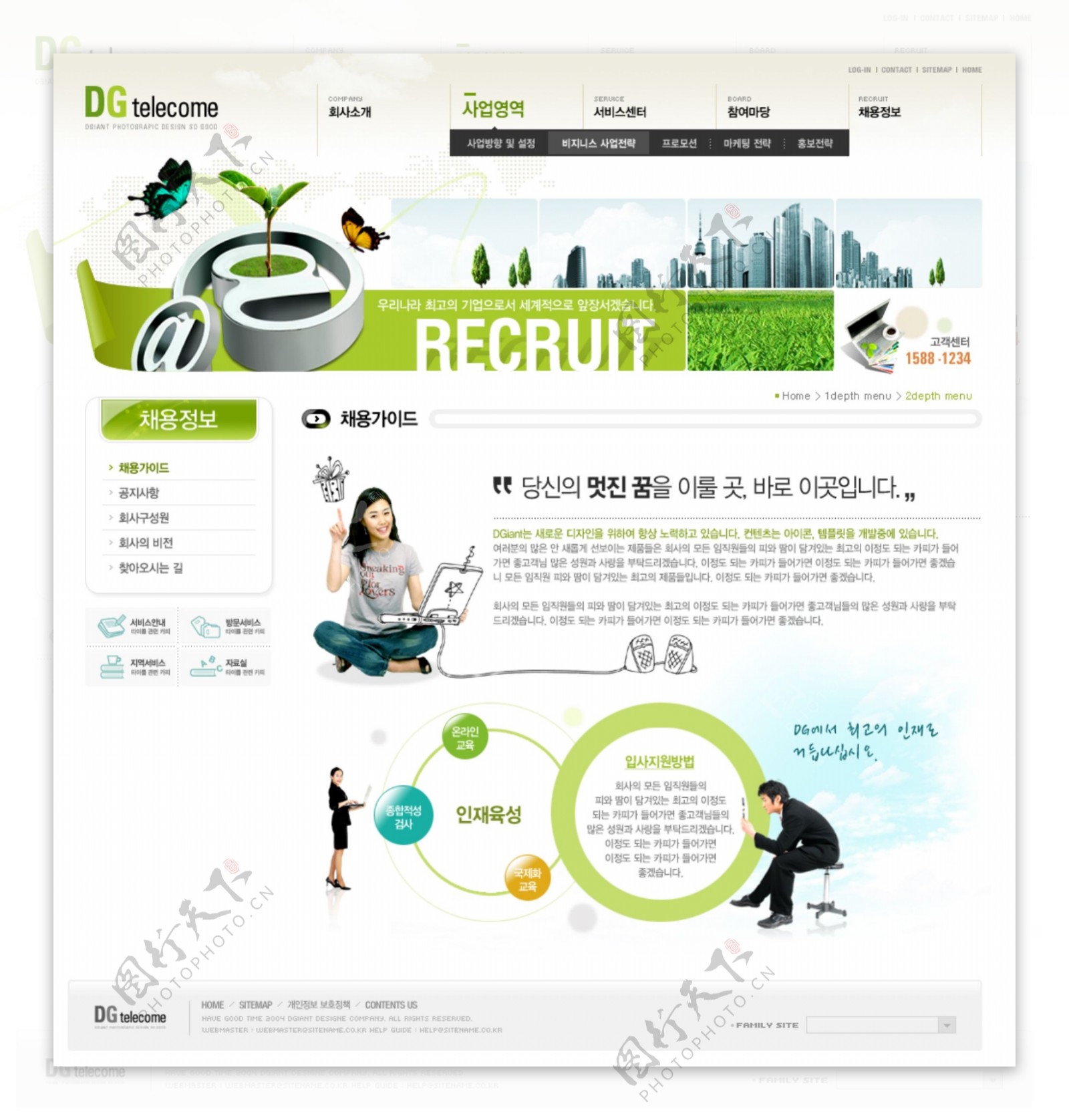 绿色互联网公司企业网站PSD模版免费下载