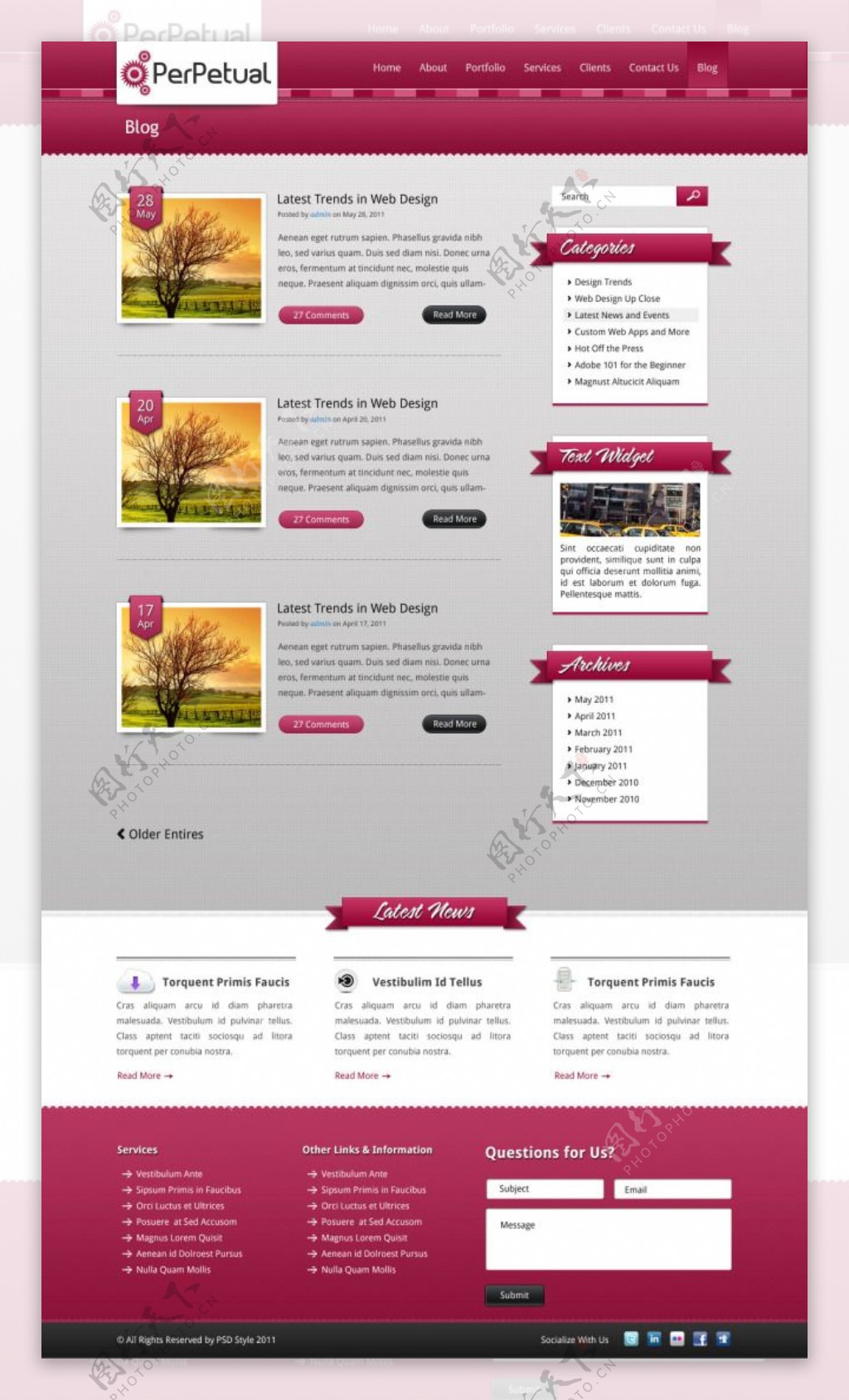 粉色风格网页界面UI设计