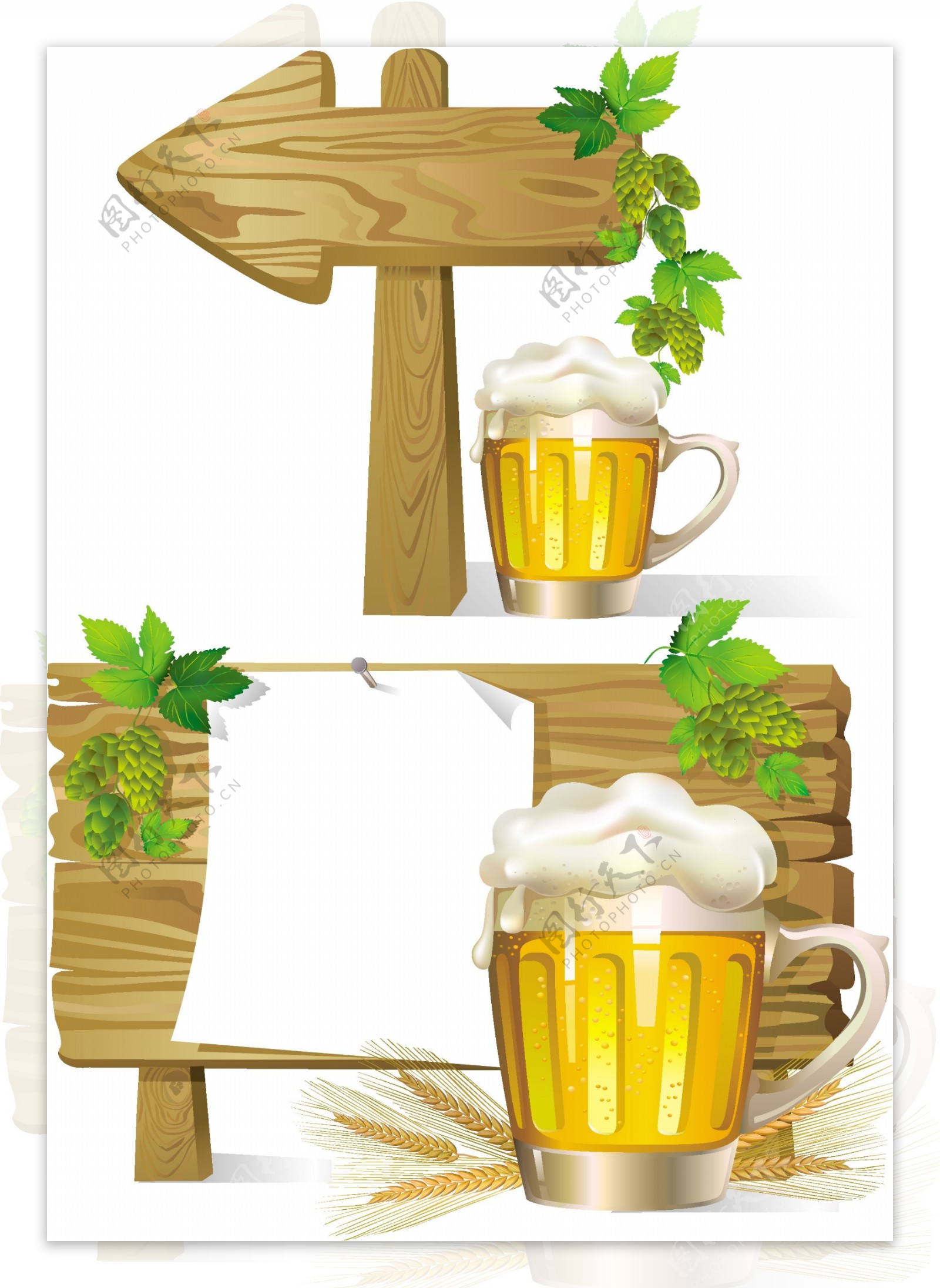 精美啤酒木板边框素材