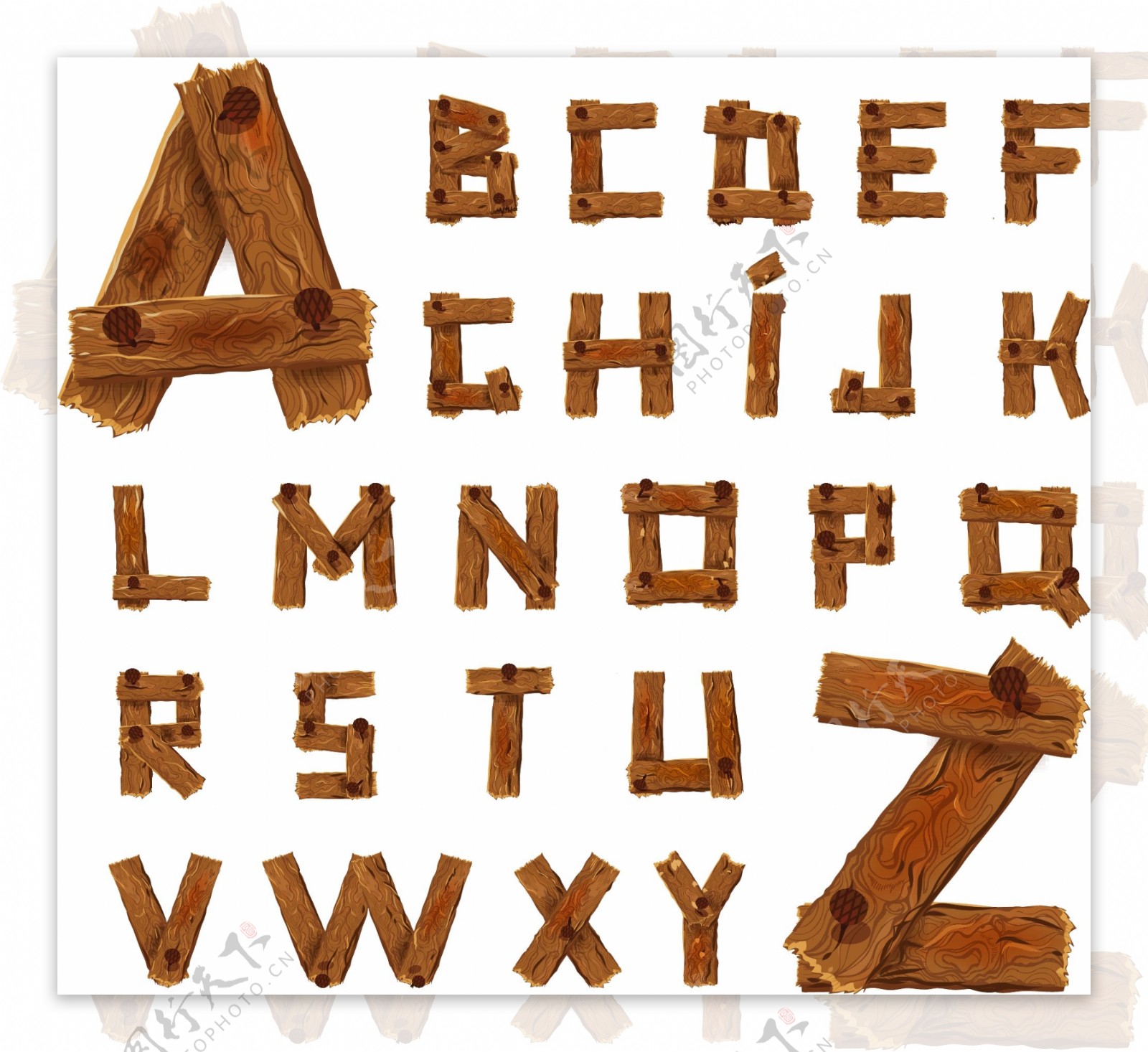木板字母图片