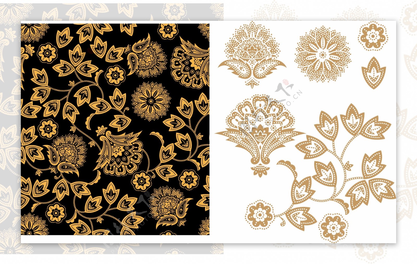 韩国花纹背景矢量素材系列金色花纹