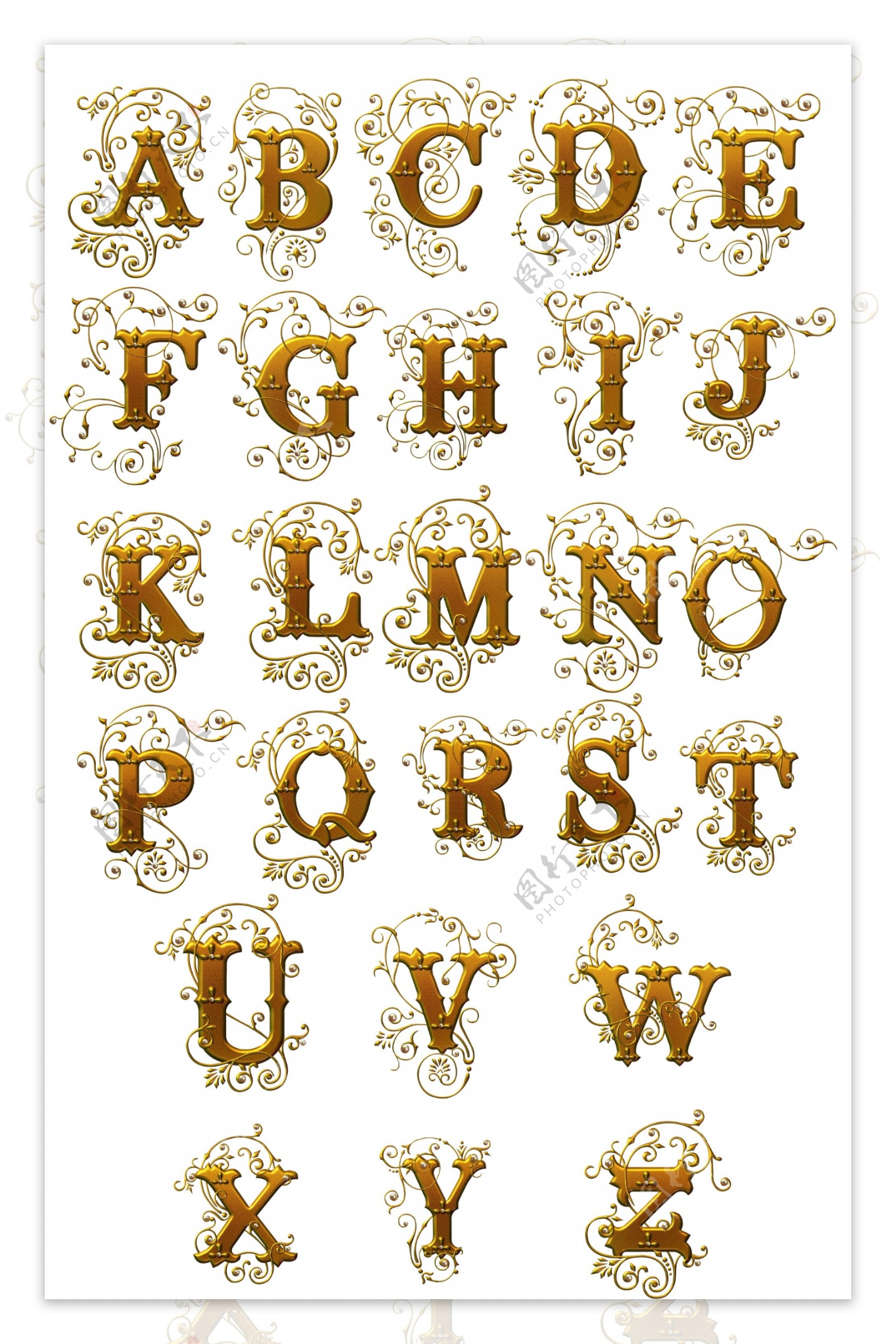 欧式花纹金色字体
