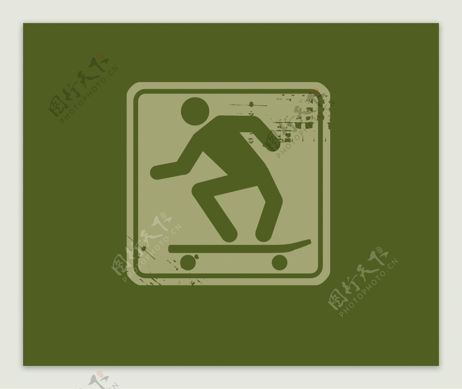 印花矢量图人物滑板橄榄绿色免费素材