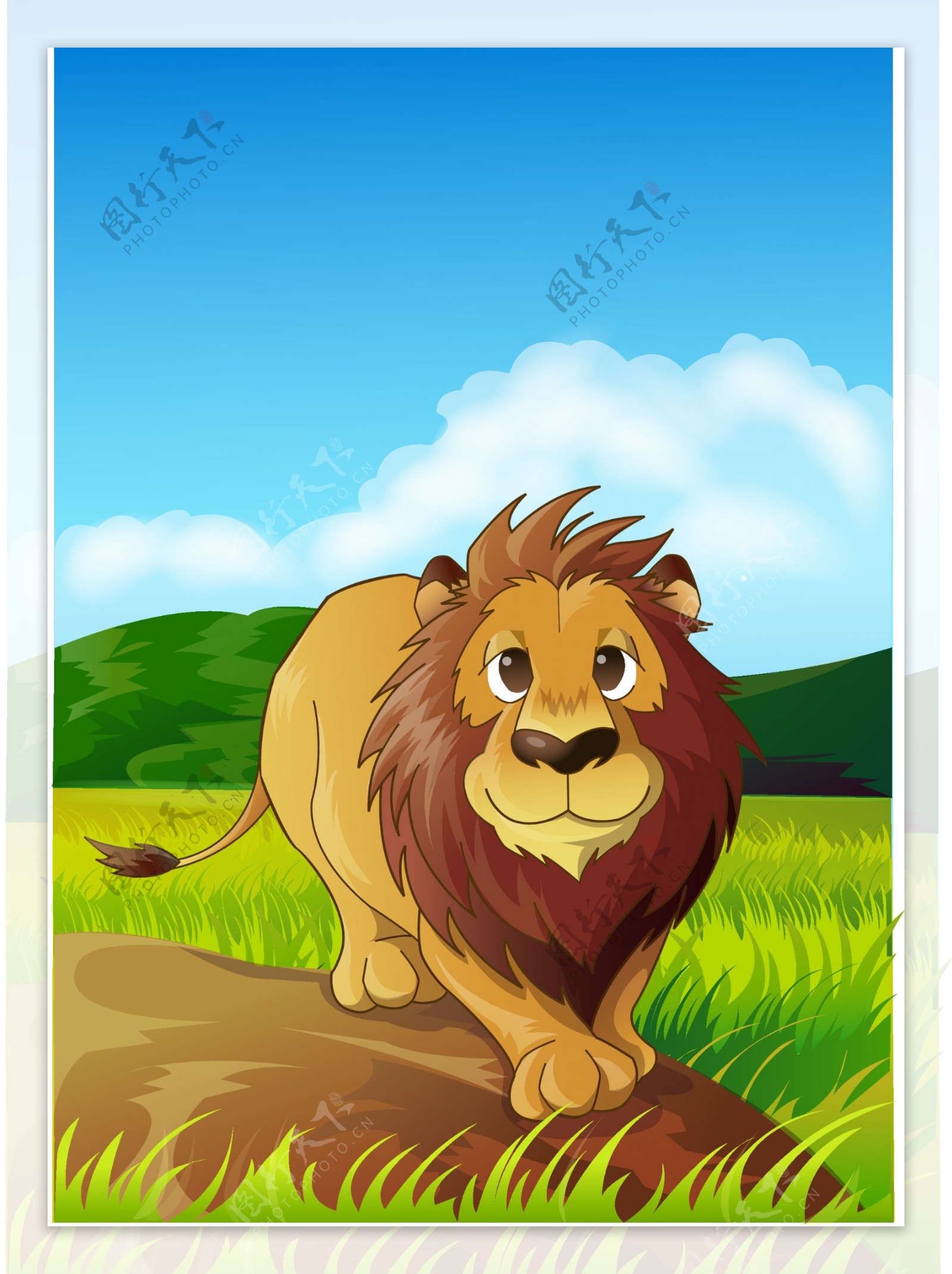 可爱动物绿色公狮子图片
