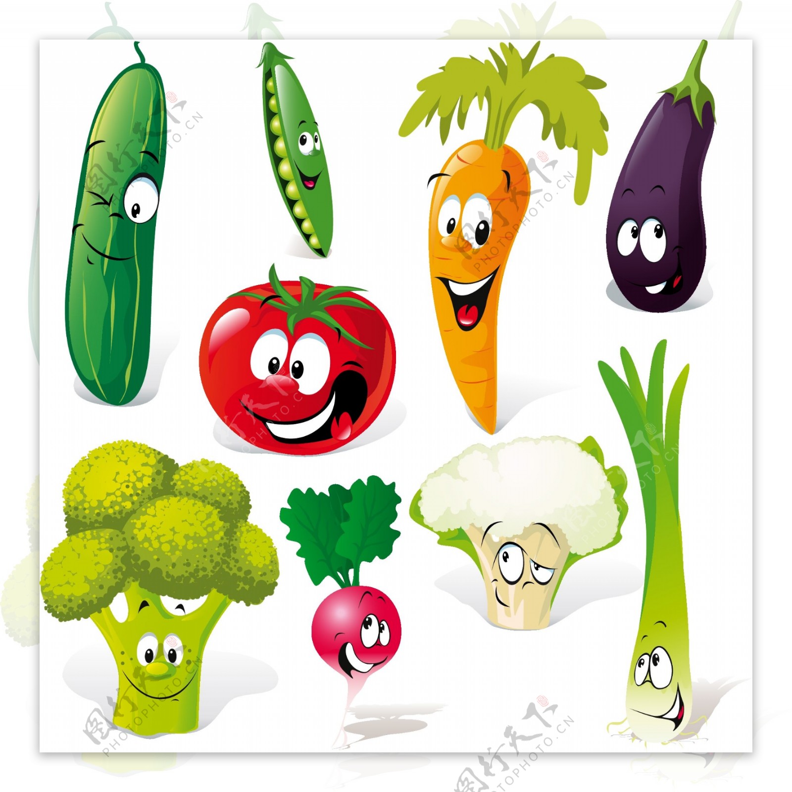 卡通蔬菜表情01矢量素材