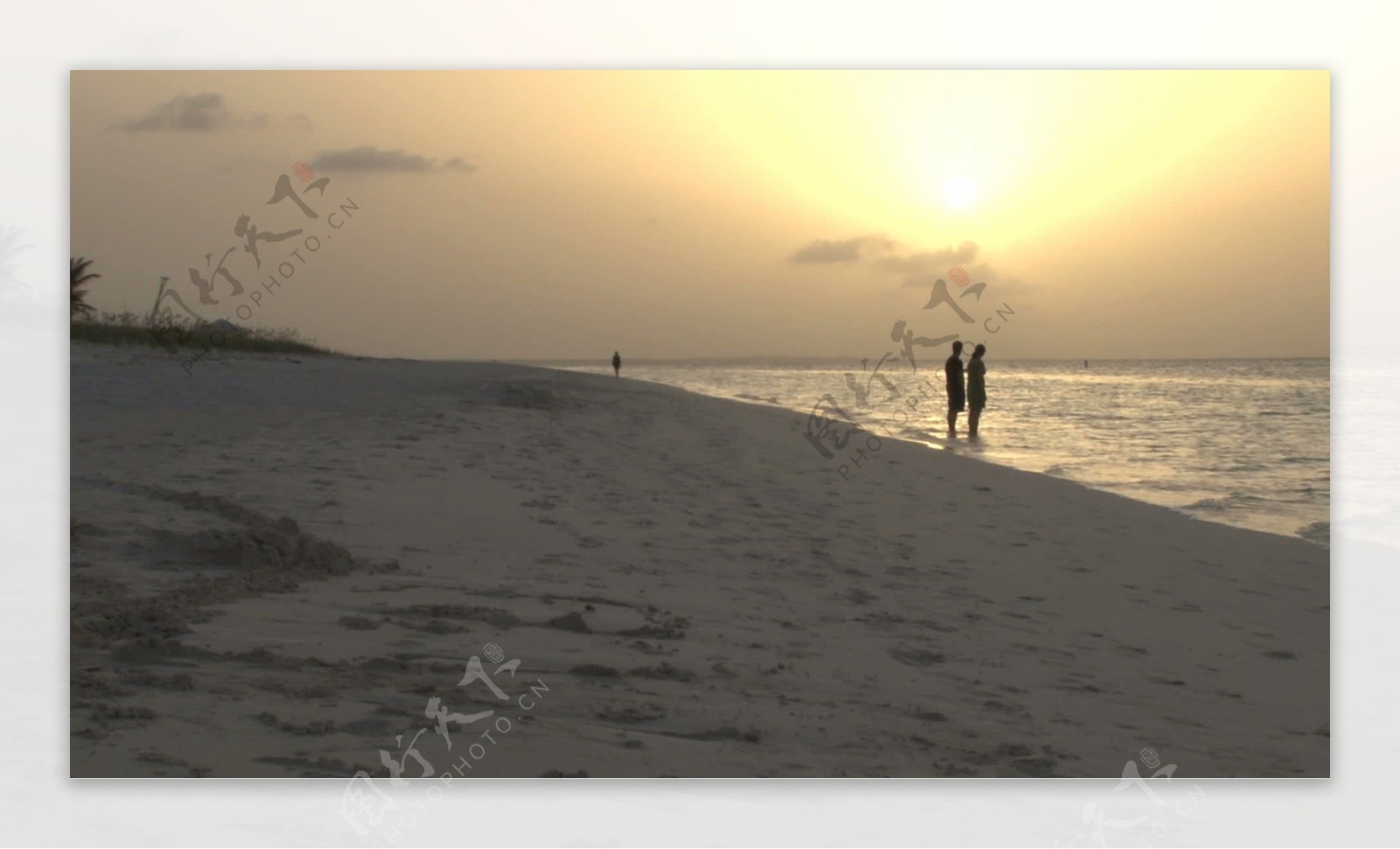 夕阳股票视频中岛海滩的夫妇视频免费下载