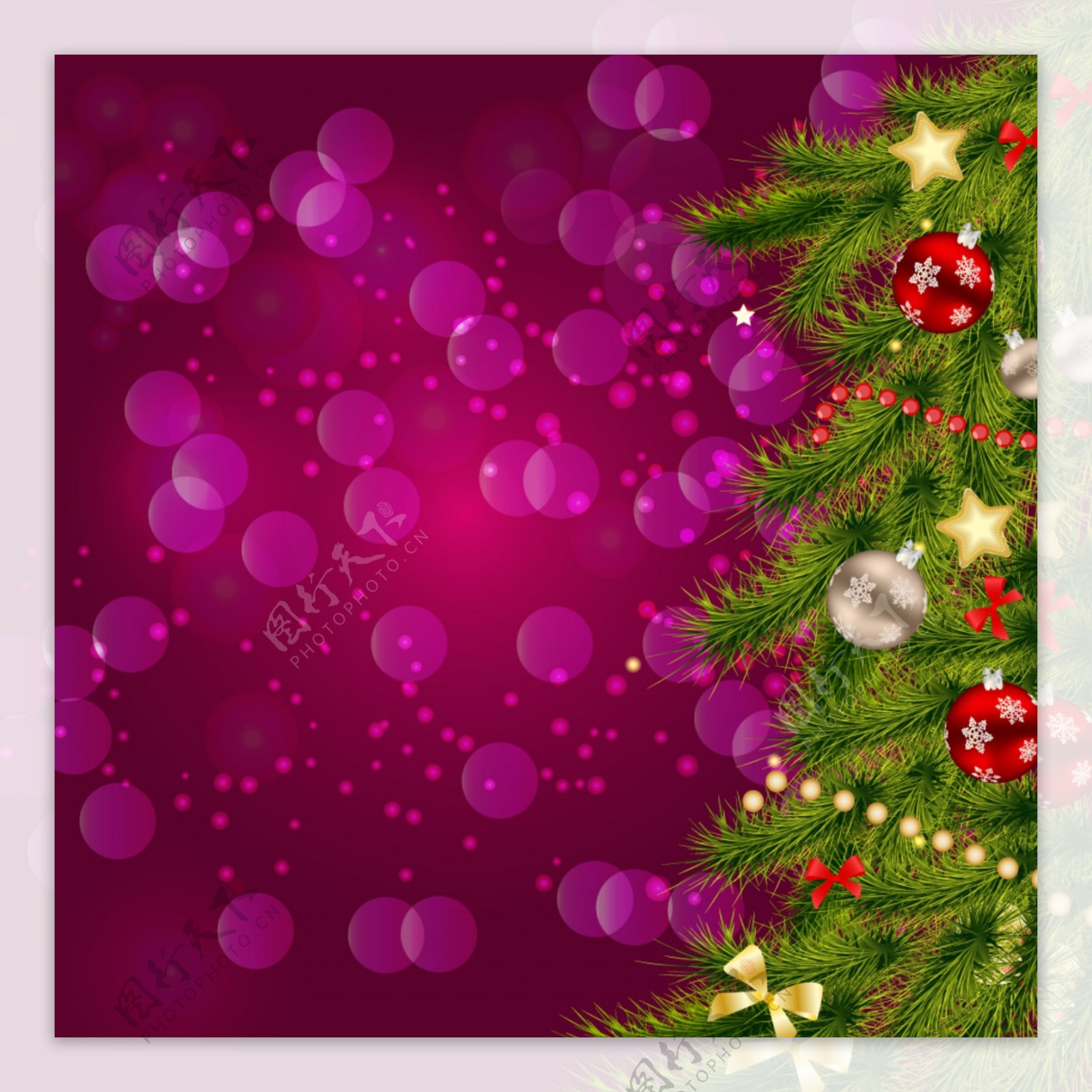 紫色圣诞背景矢量图
