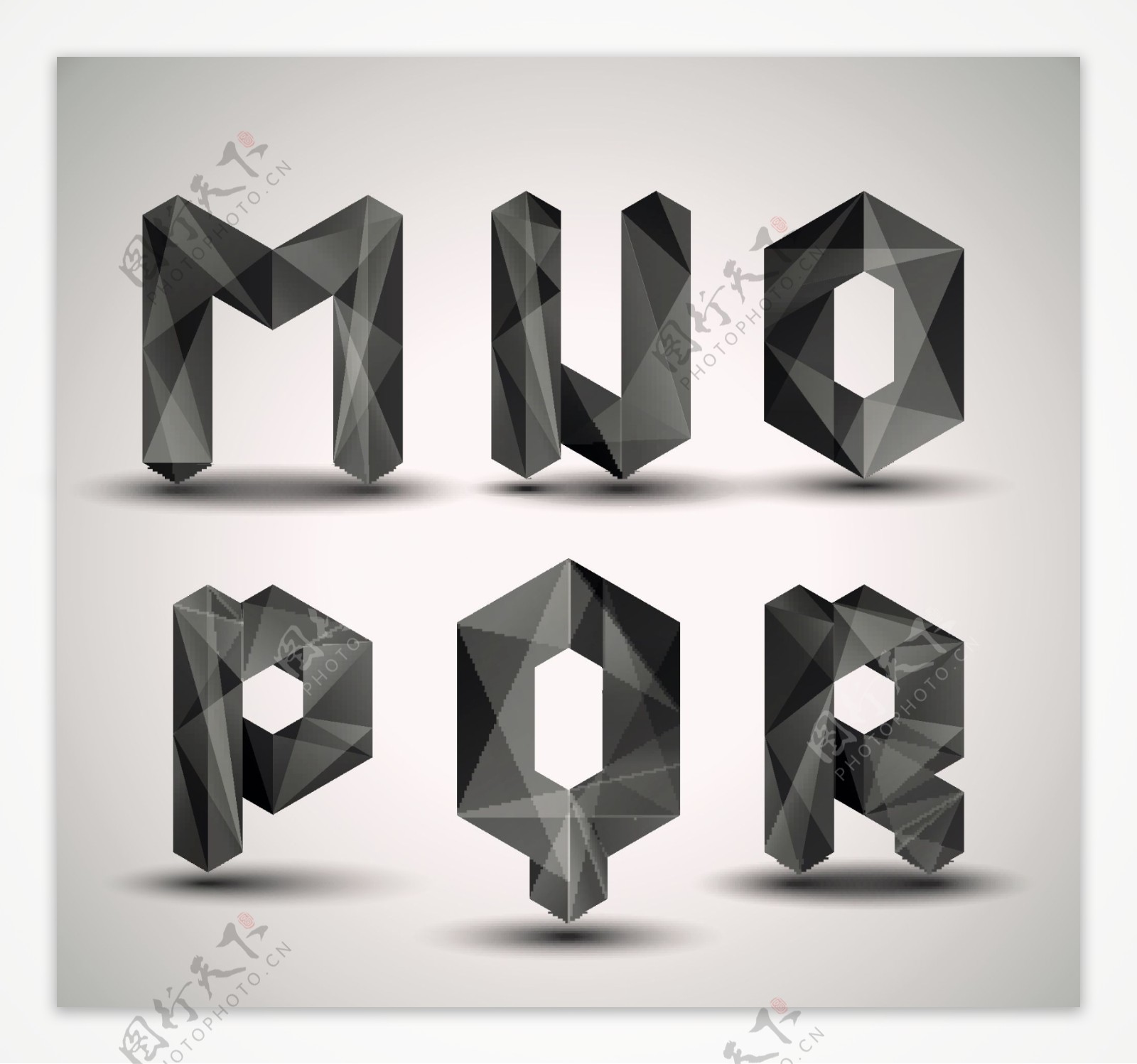 3d金属质感字母矢量图片