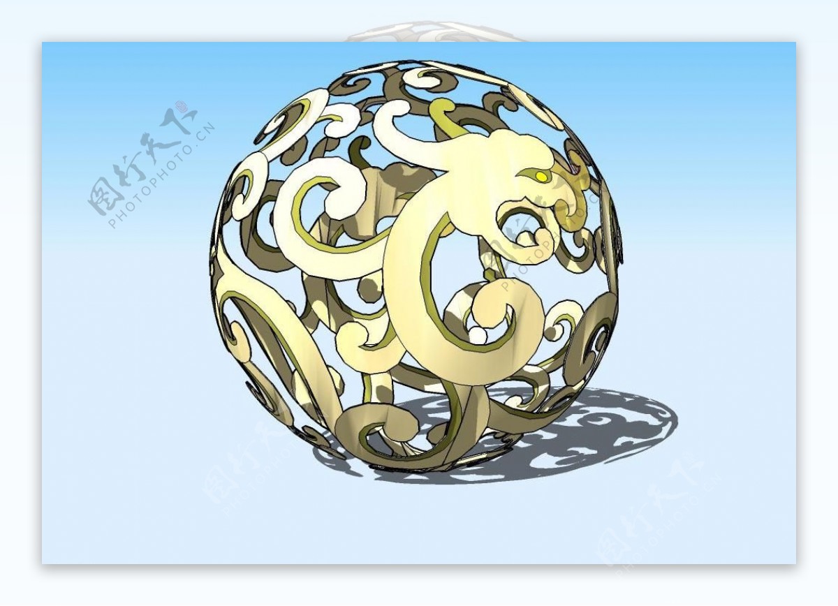 龙纹花球3D模型