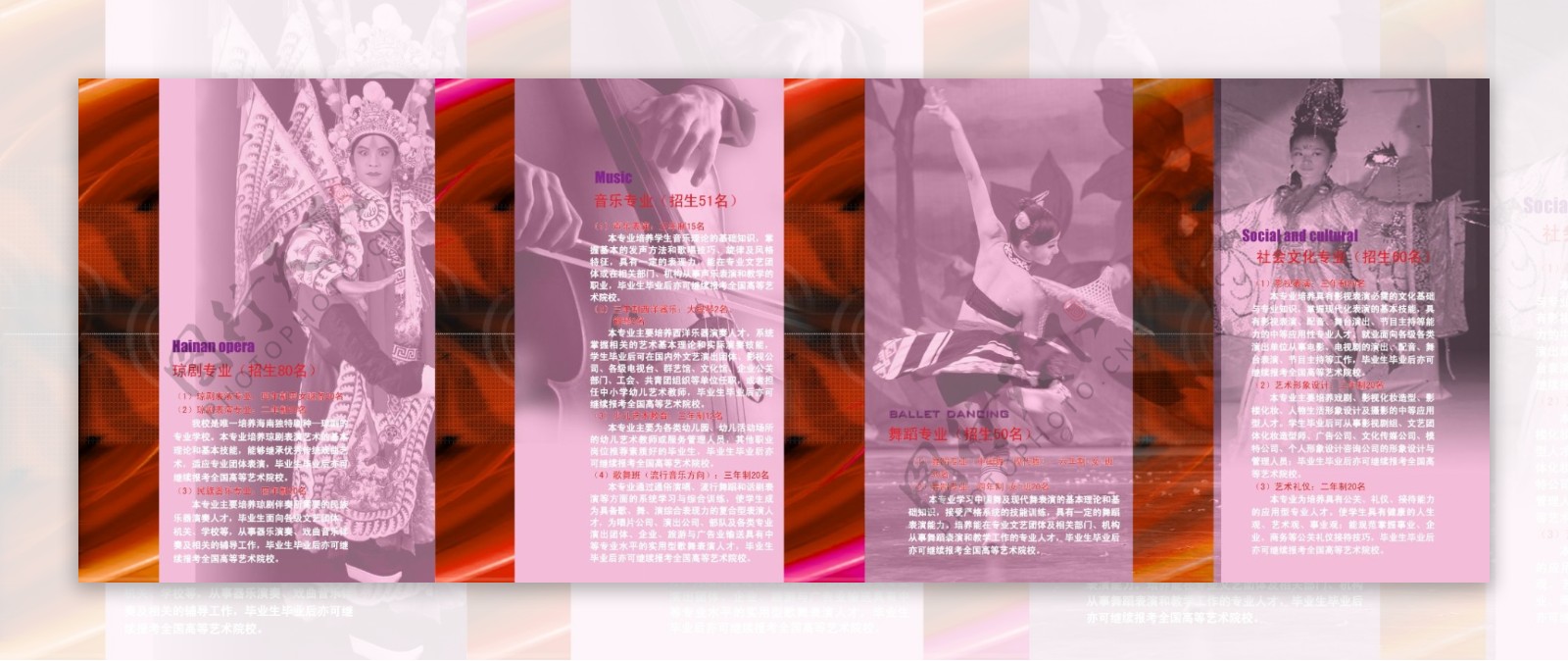 海南省文化艺术学校4折页设计反面图片