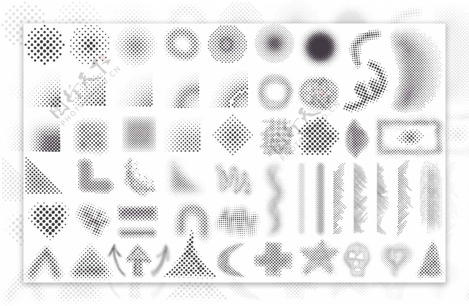 9个网点图形的黑白设计元素系列矢量素材