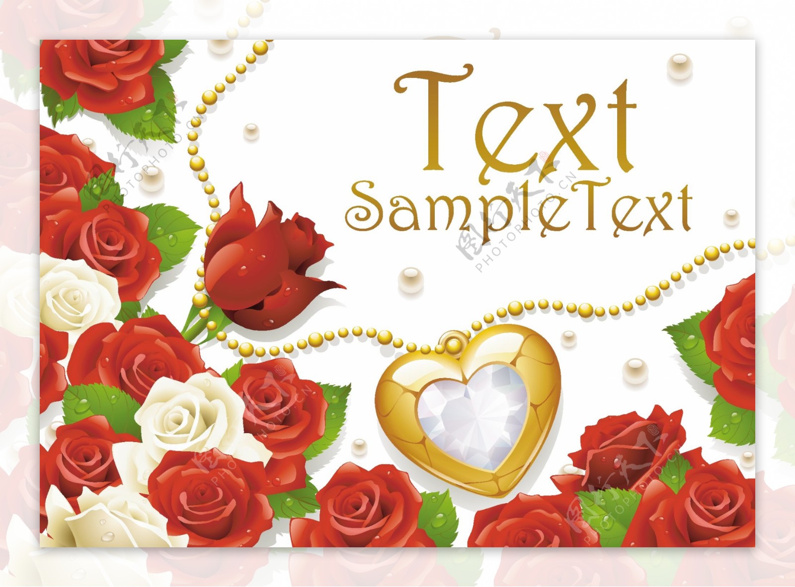 玫瑰的浪漫爱情的情人卡片矢量素材