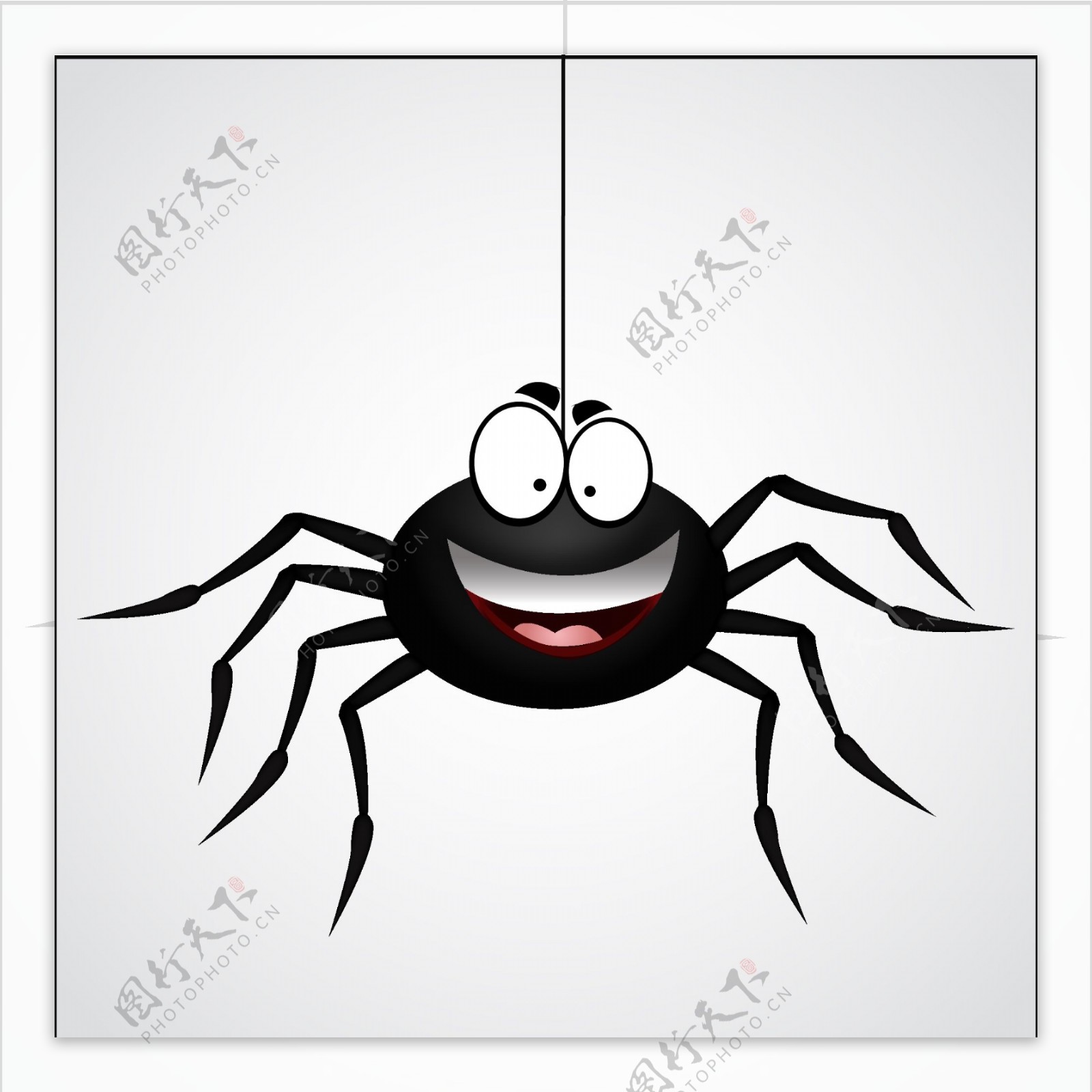 笑嘻嘻的黑蜘蛛的矢量图形
