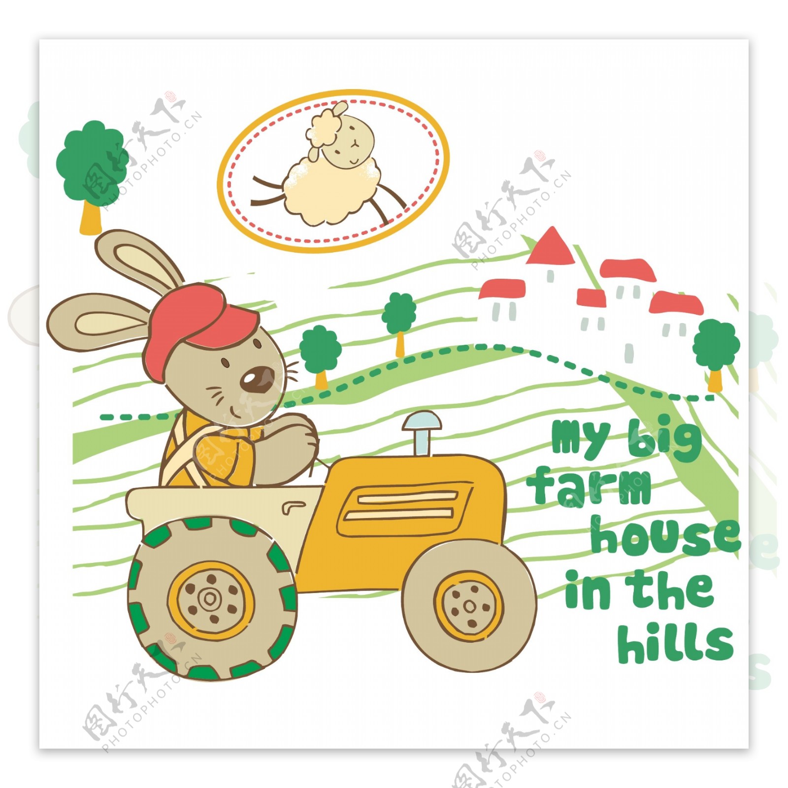 印花矢量图婴童T恤图案动物兔子免费素材
