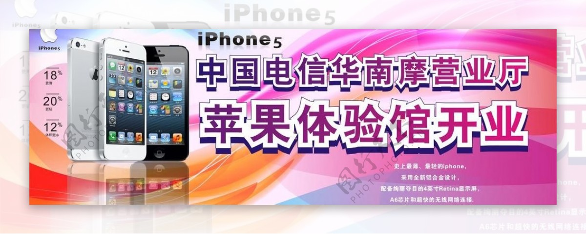 中国电信iphone5手机背景板好看色彩绚烂图片