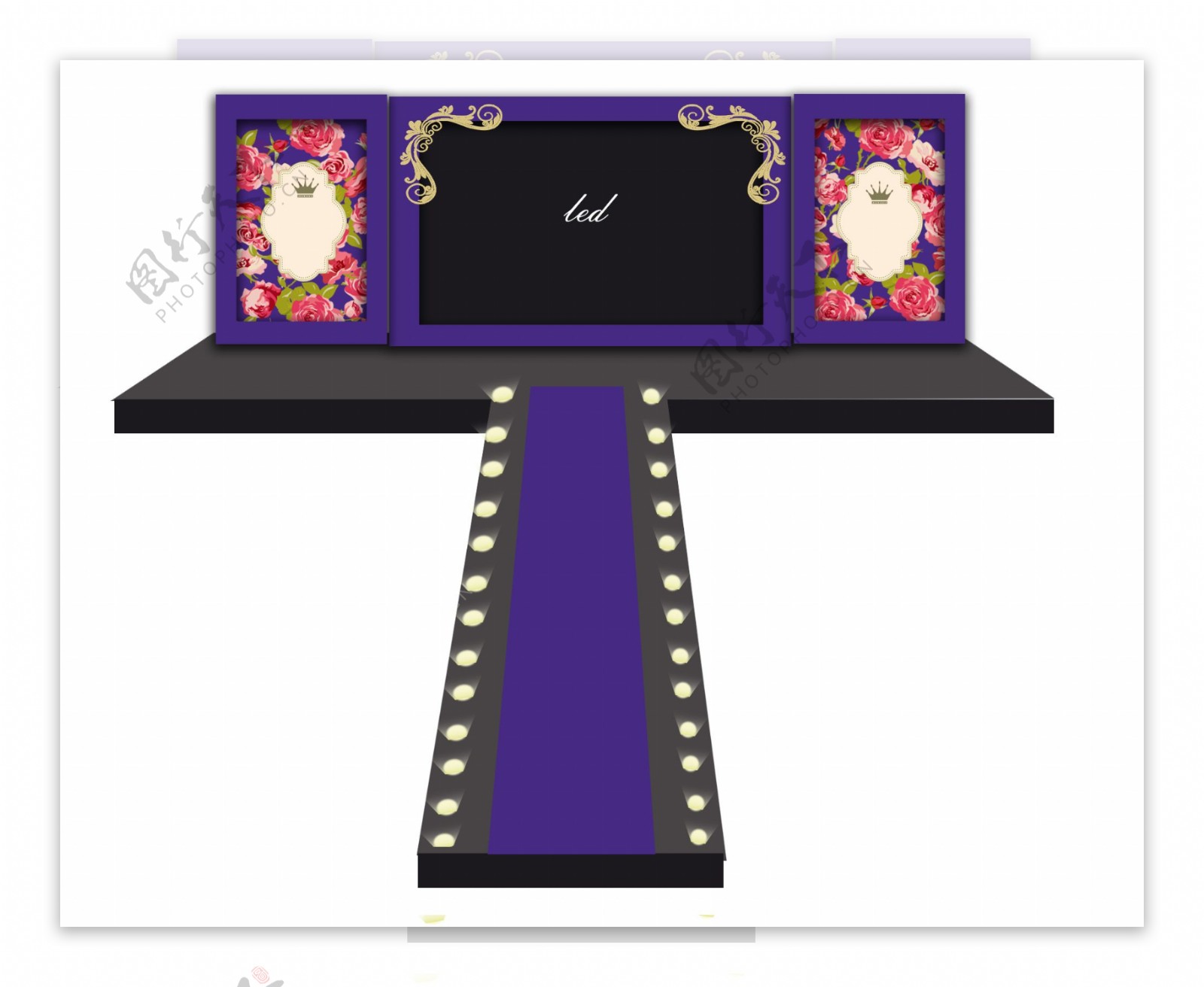 紫色复古婚礼设计图图片