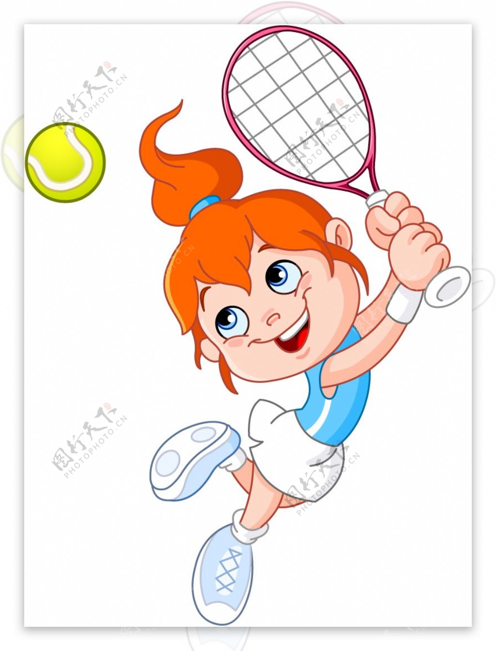 卡通打网球女孩