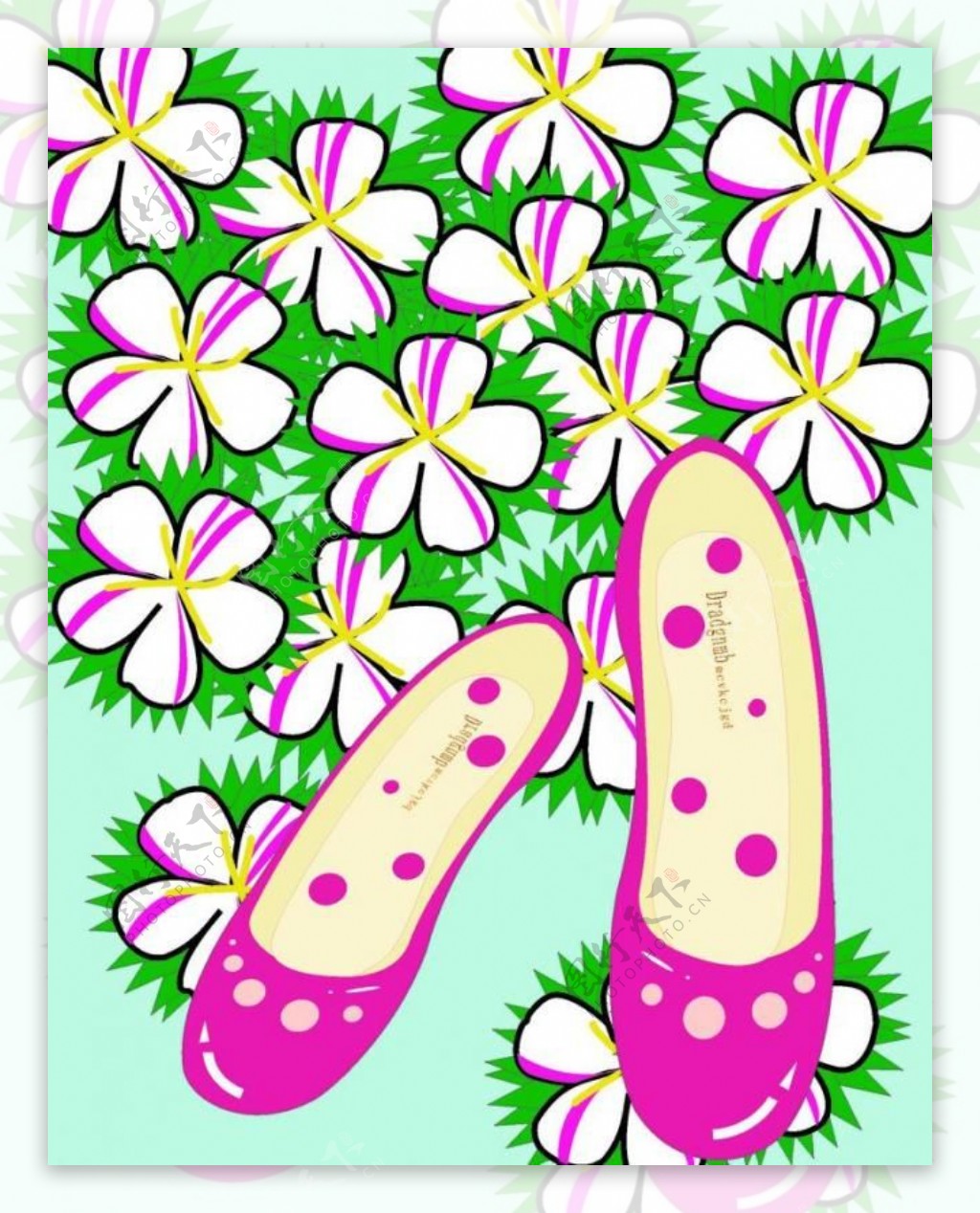 手绘花朵鞋子设计素材图片