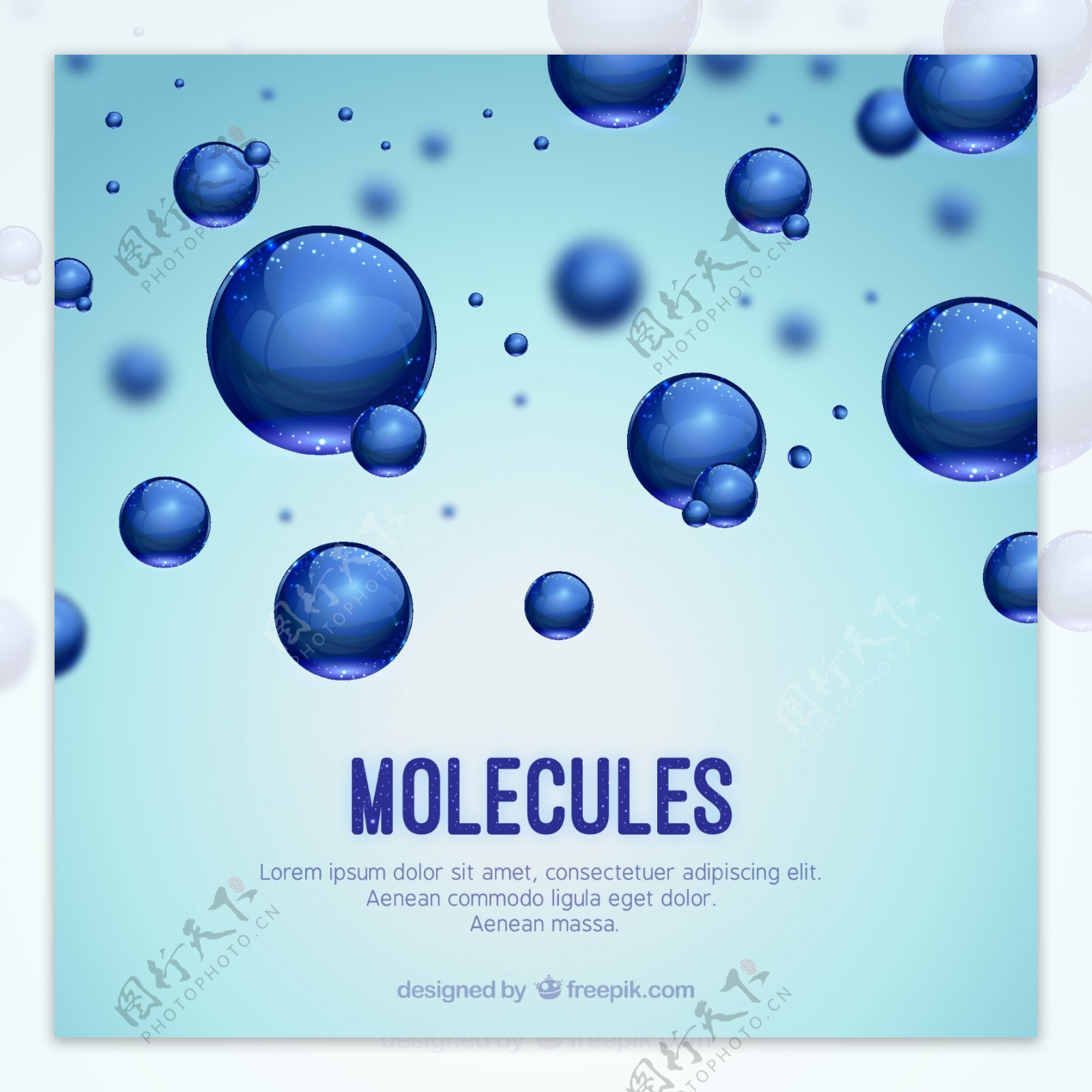 蓝色分子背景矢量素材