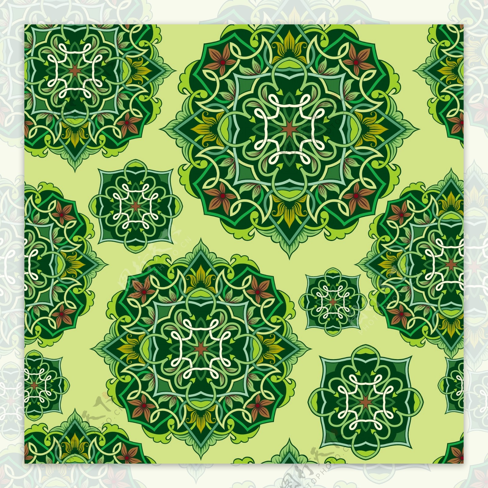 绿色的老式的花艺设计花纹背景矢量