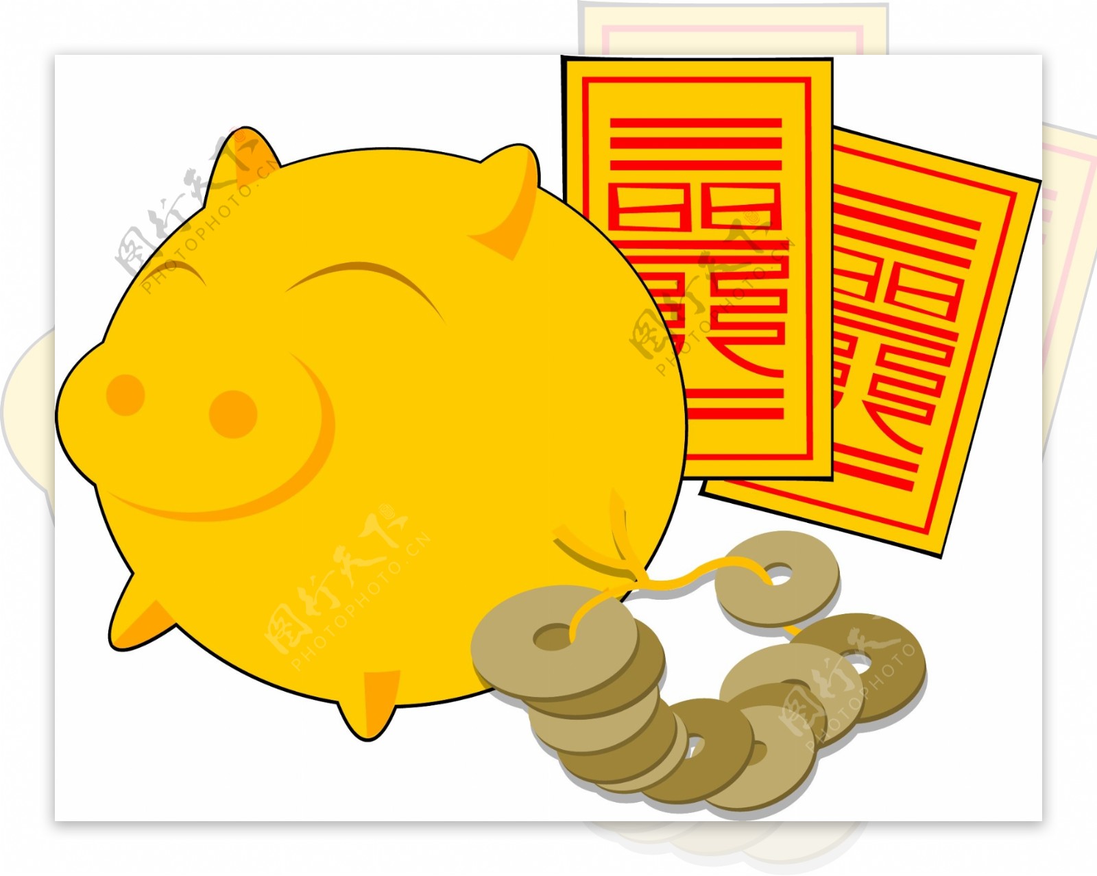 韩国传统新年符号金猪矢量图18