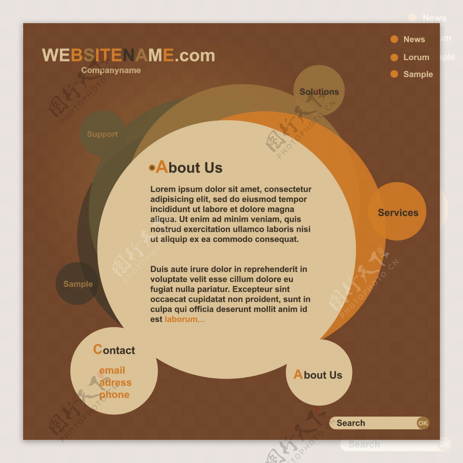 个性圆形网页设计模板矢量素材
