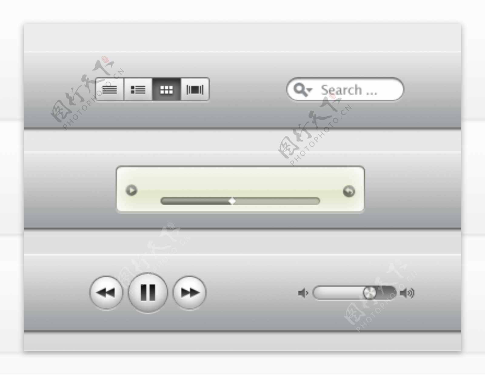 iTunes播放器界面元素psd