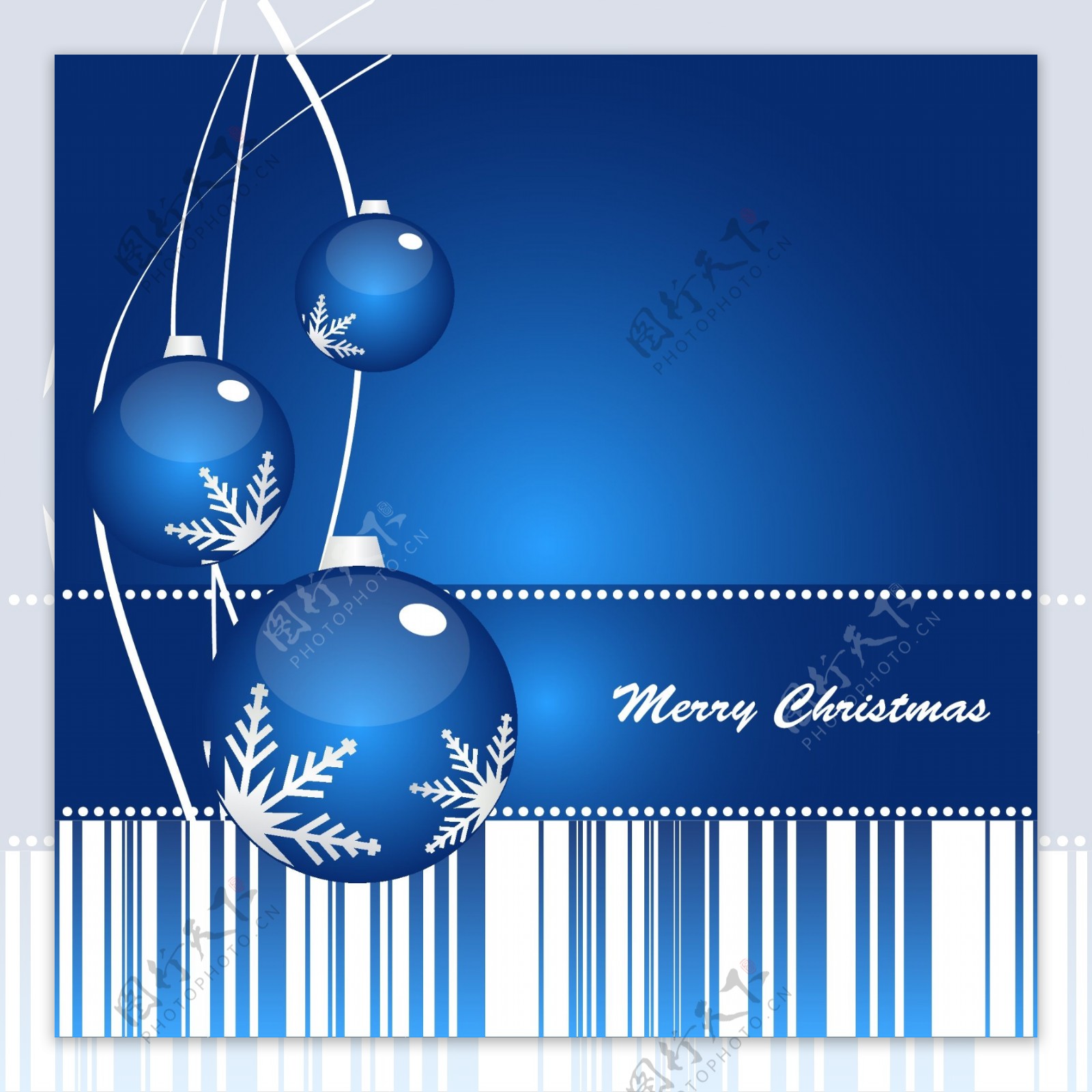 蓝色吊球圣诞卡片封面