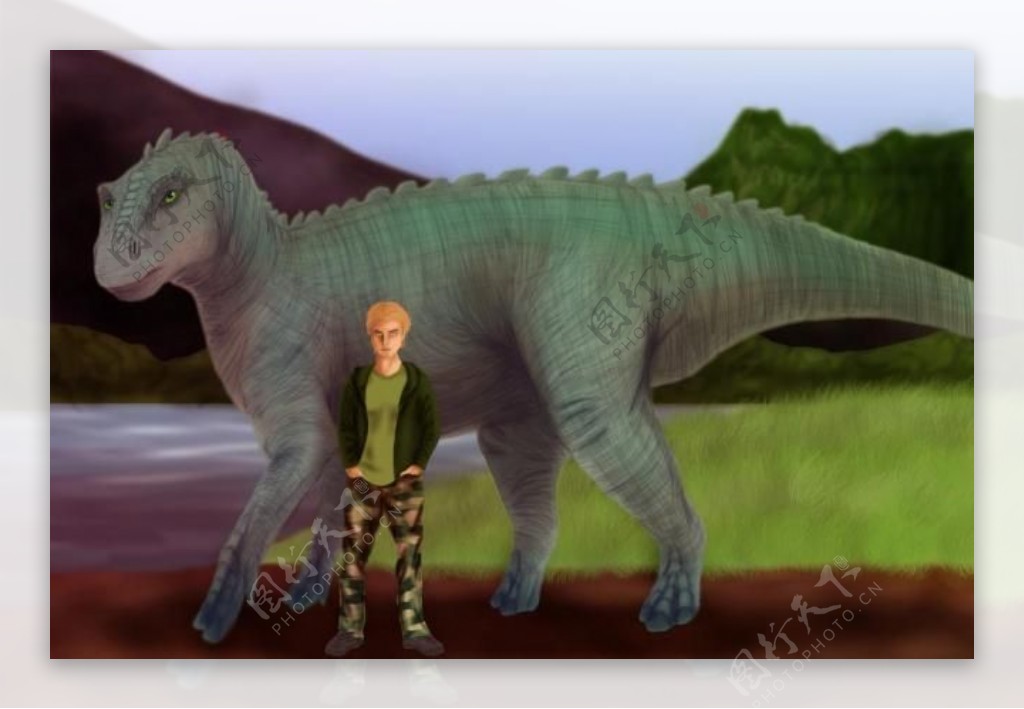 恐龙与男孩图片