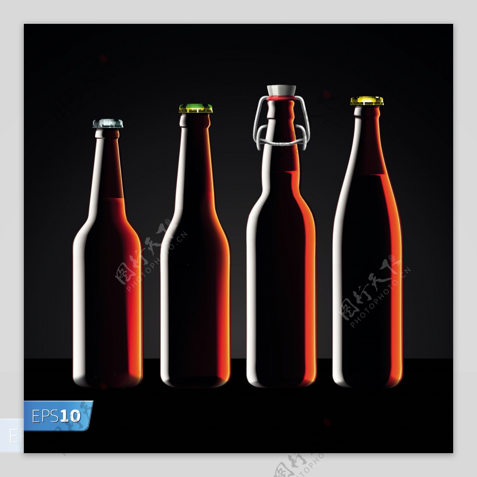 不同的啤酒瓶的设计元素矢量图03