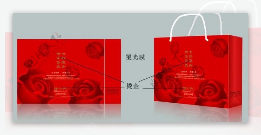 大红玫瑰手提袋平面图图片