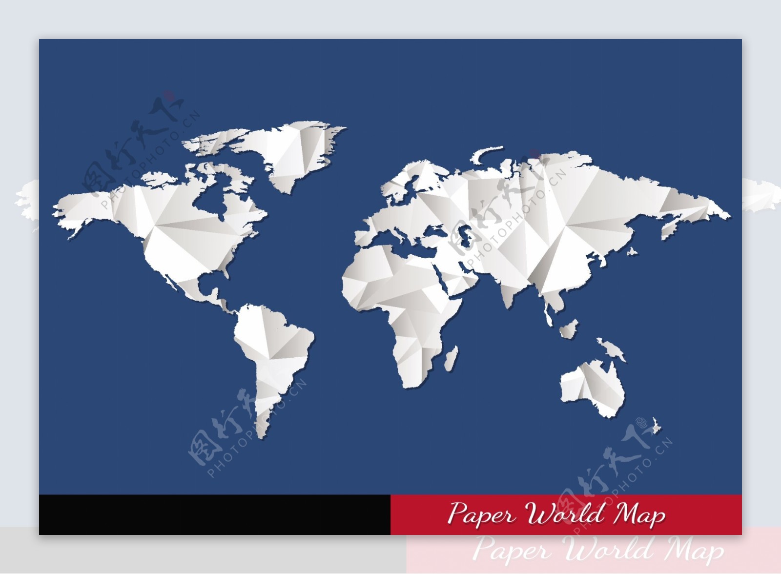 折纸样式纸的世界地图