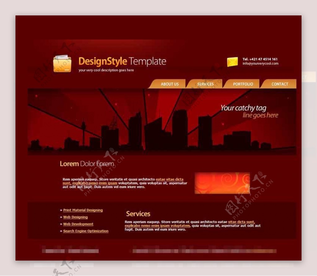 商务企业网站CSS漂亮红色色调模板