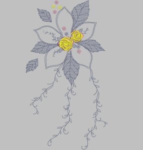 绣花色彩灰色植物花卉黄色免费素材
