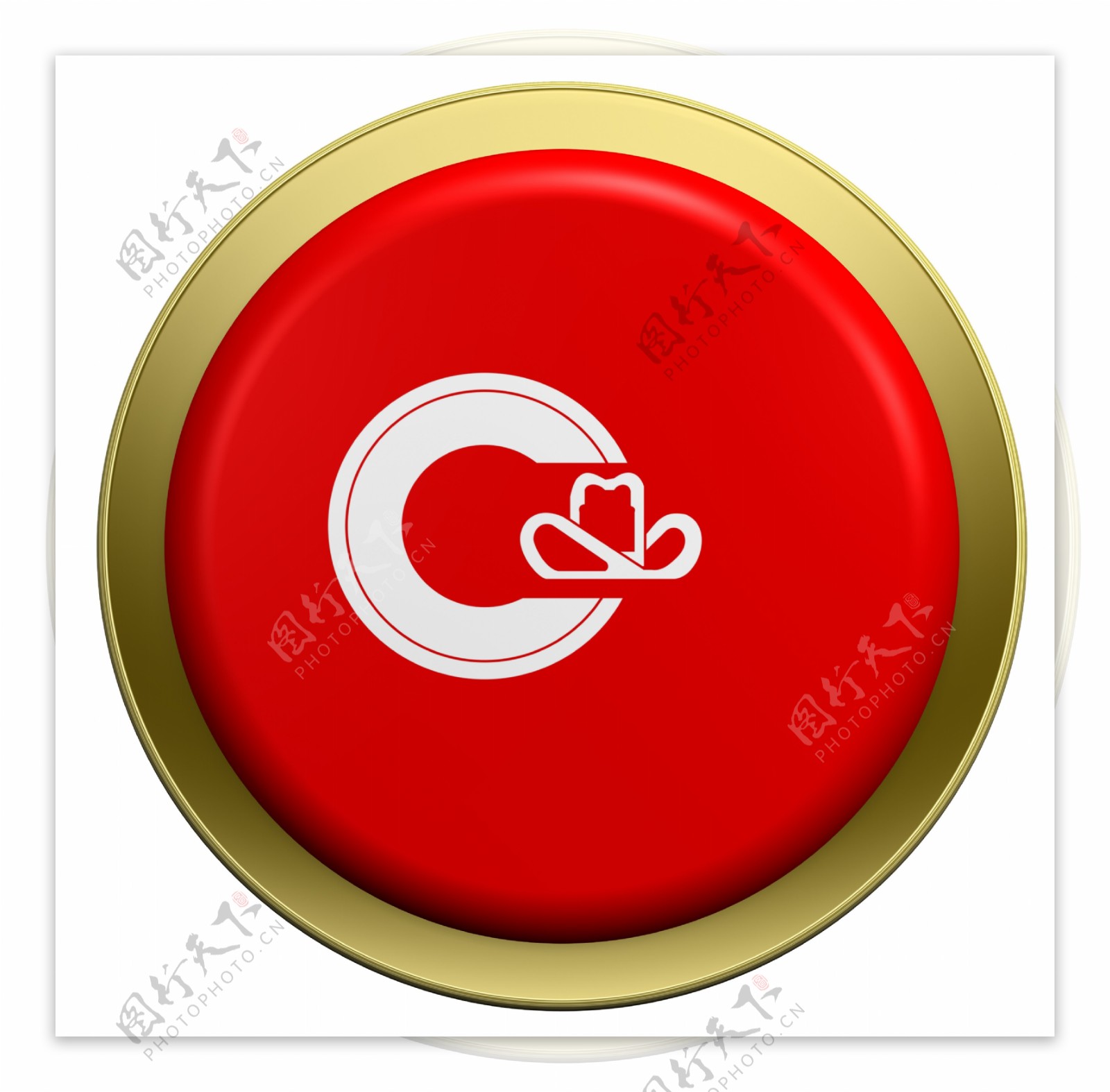 卡尔加里国旗上的圆形按钮白色隔离
