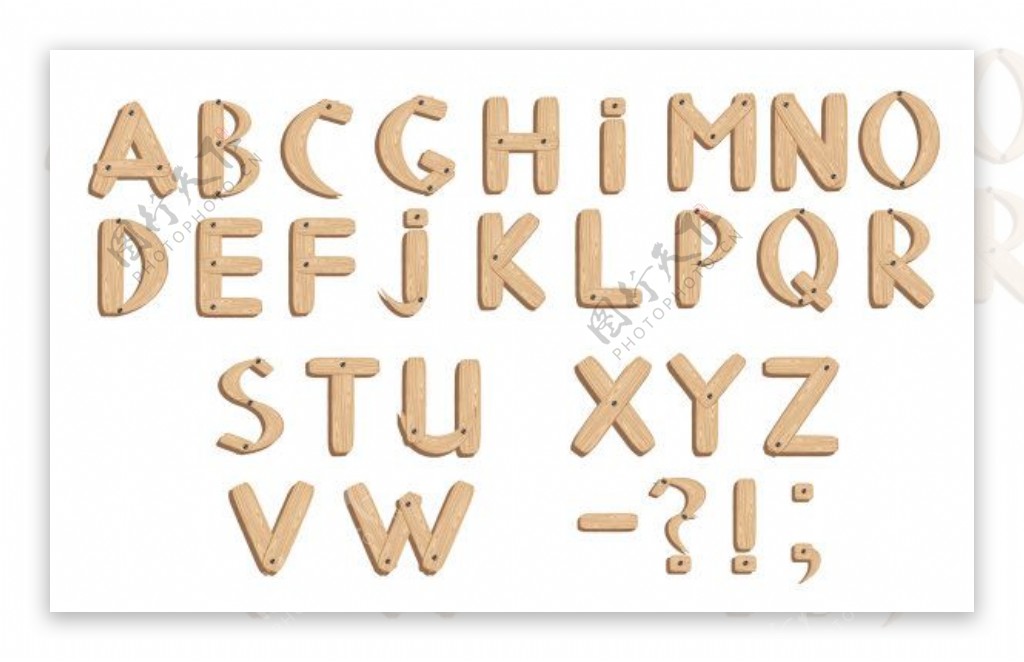 木板木纹英文字体矢量素材