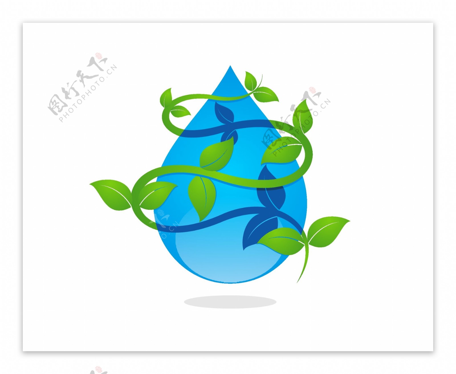 水滴绿叶logo设计图片