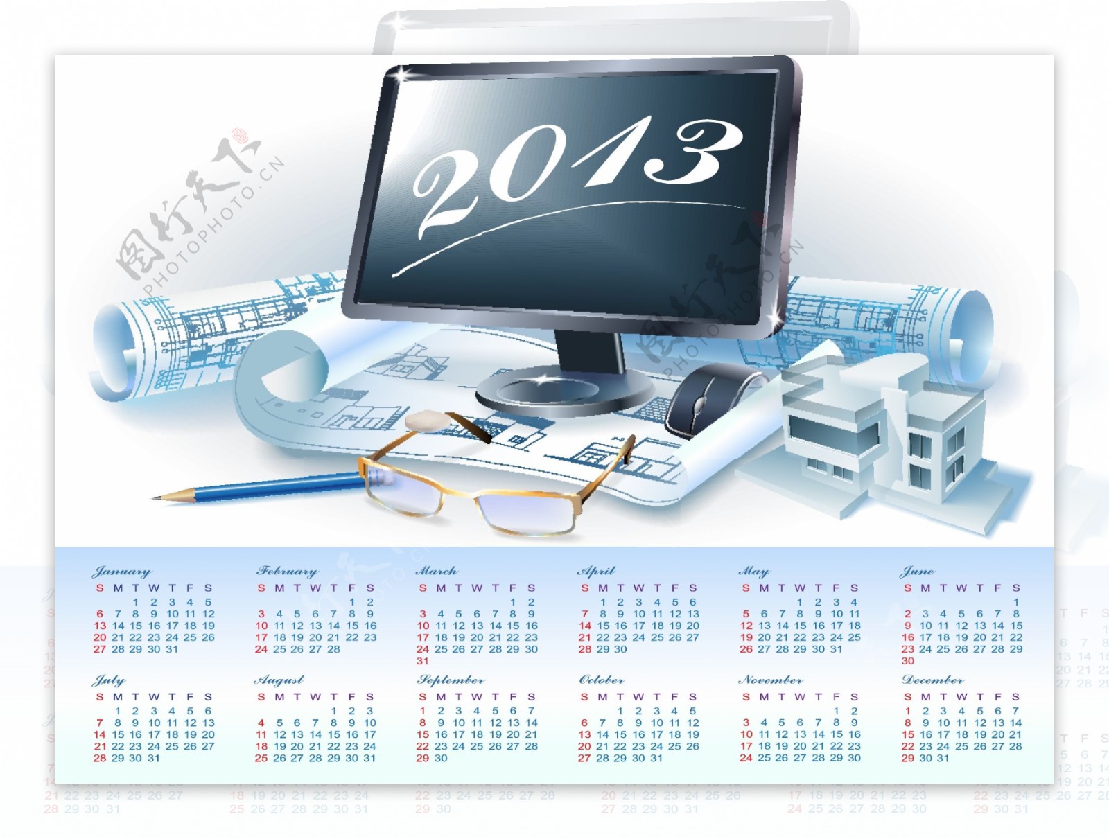 2013日历的蓝图计划向量