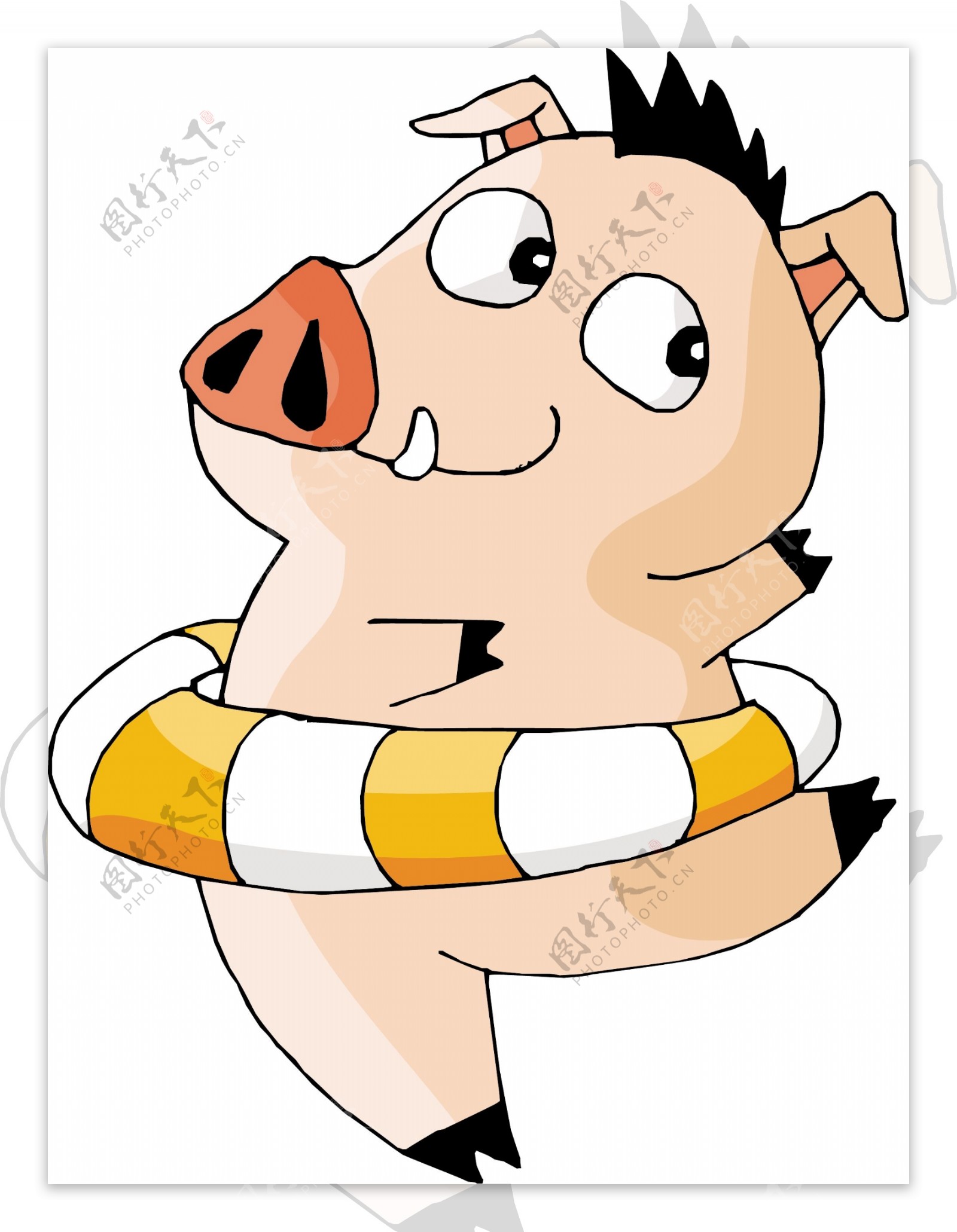 卡通生肖猪年素材游泳猪矢量图77