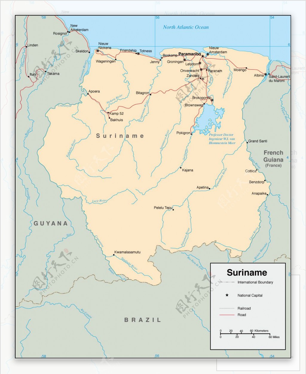 苏里南地图