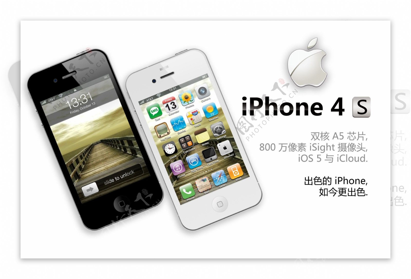 苹果iphone4s灯箱画面图片