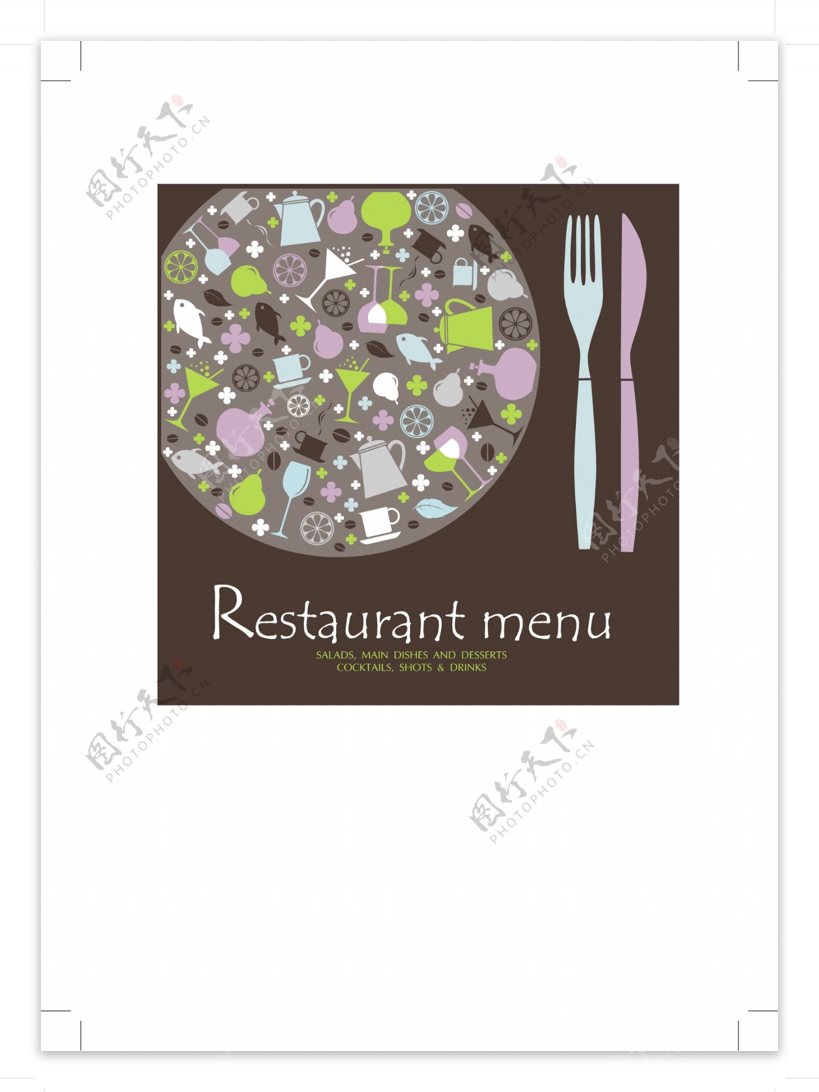 复古餐馆的菜单封面设计的艺术载体02