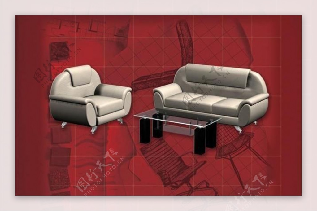 现代主义风格之家具组合3D模型组合014