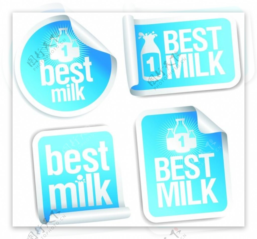 中式食物标识牛奶标签矢量素材