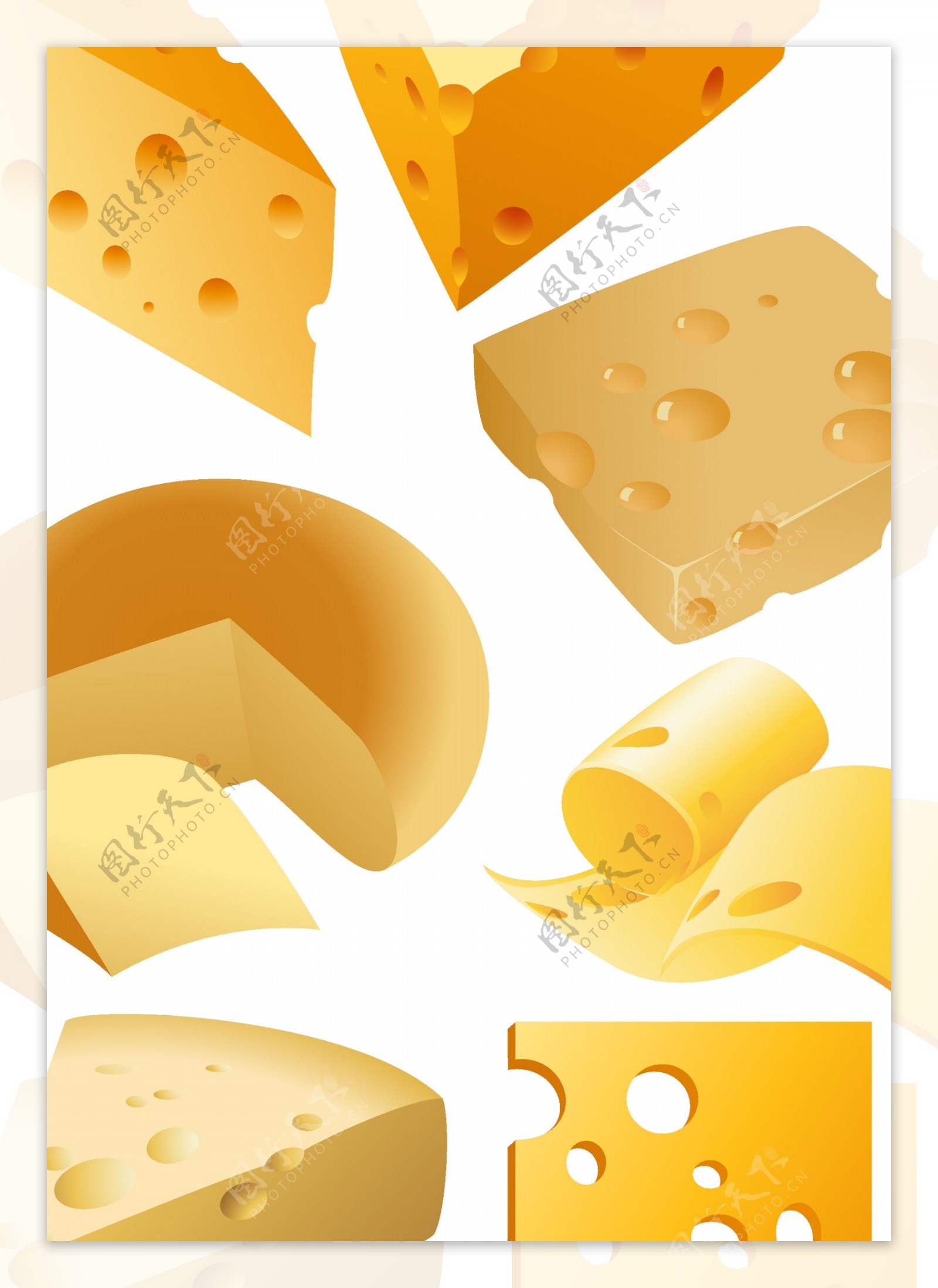 各种形状的奶酪矢量素材