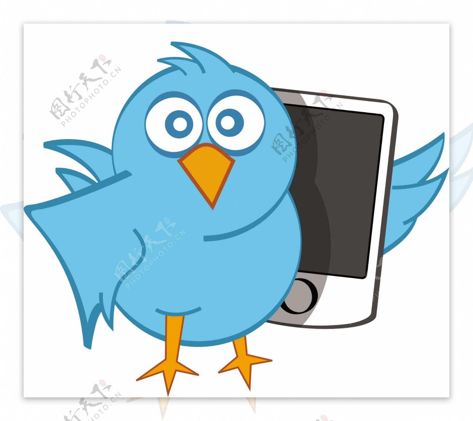 蓝鸟推特手机矢量图形