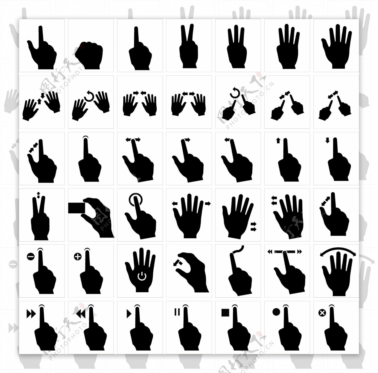 各种常用指示手势矢量素材